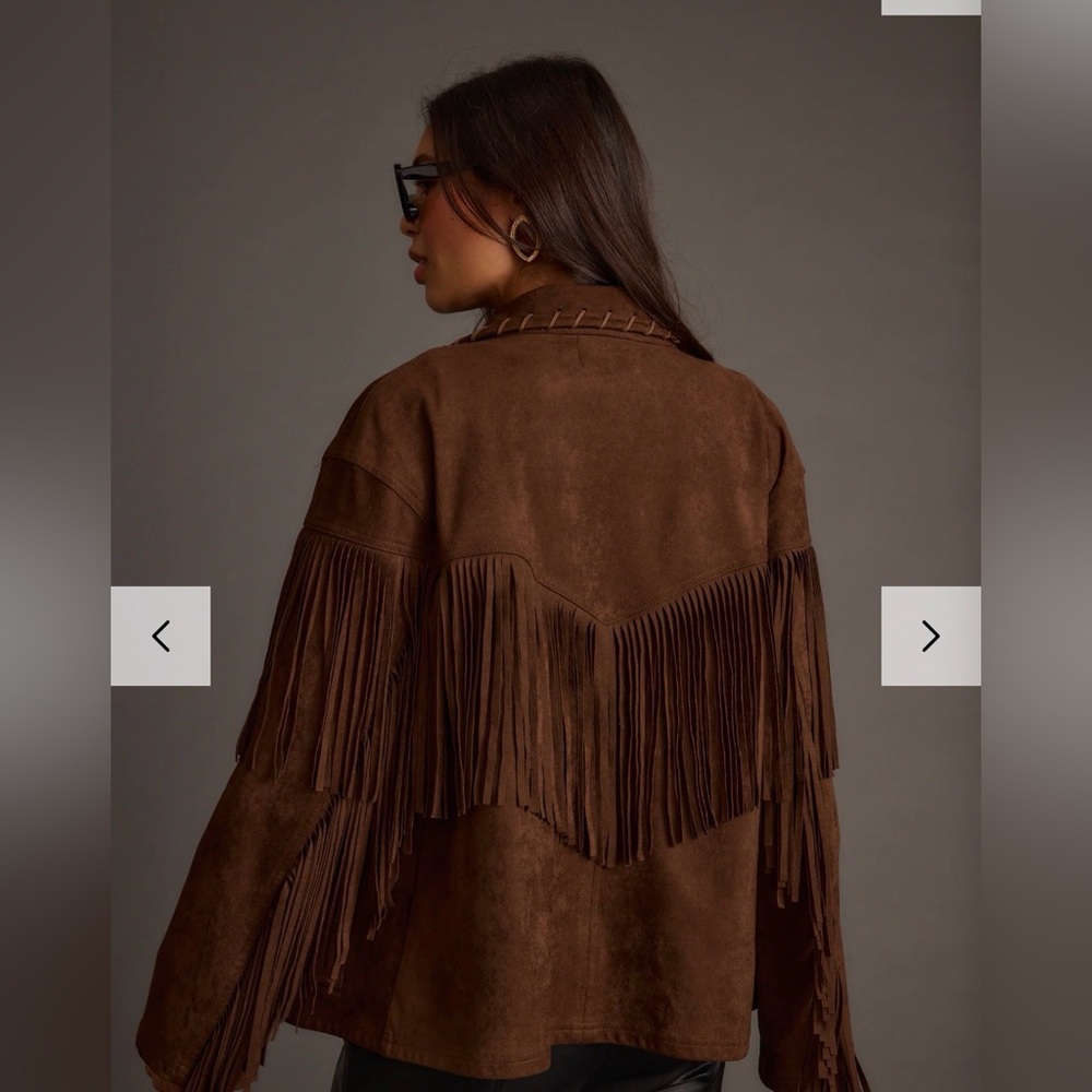Elegant Brown Fringe Women's Coat